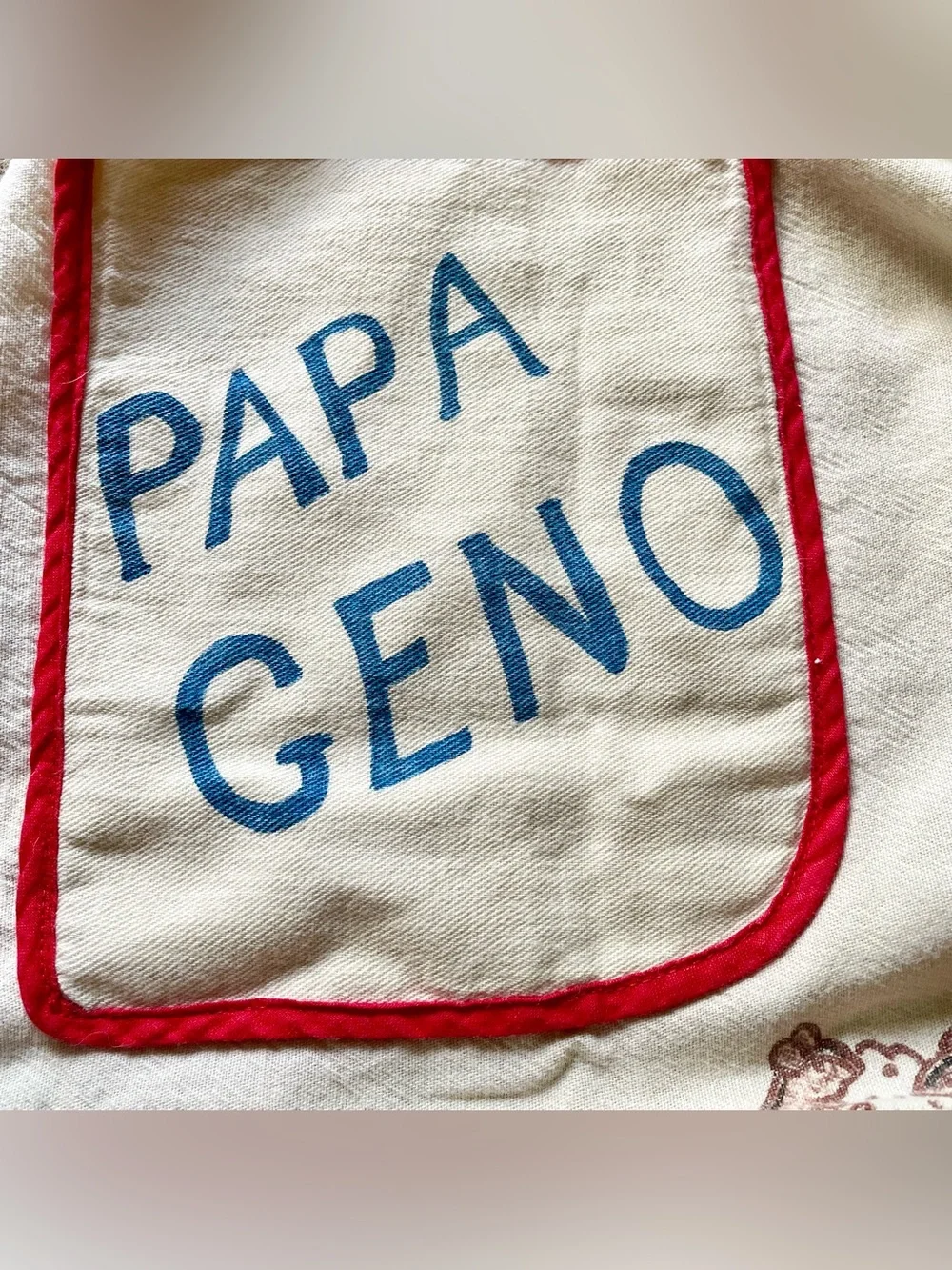 Vintage BBQ Full Apron Color Transferware Barbecue Chef Animals Papa Geno 50’s